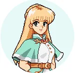 Pixel art bust portrait of Celine from Fields of Mistria